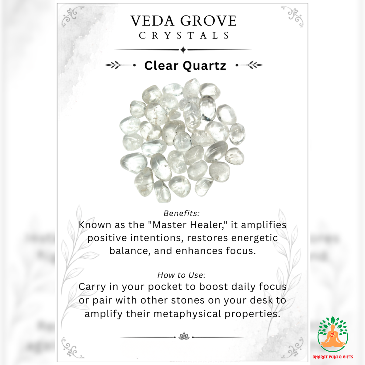 Natural Clear Quartz Tumble Stones – Polished Crystal Gemstones | Manifestation and Healing Crystals
