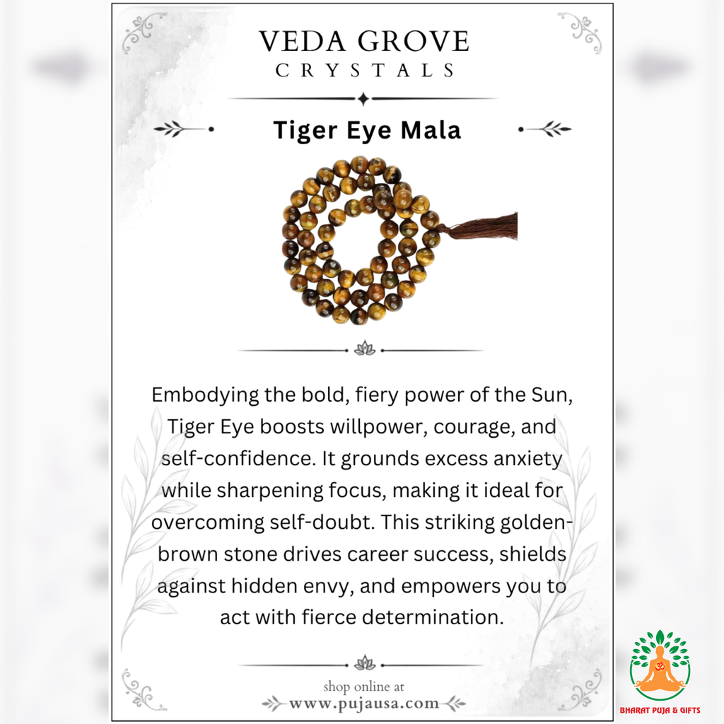 Tiger Eye Beaded Necklace 6mm & 8mm | Natural Golden Brown Gemstone Mala | Protection & Confidence Jewelry | Meditation Necklace | Crystal Jewelry