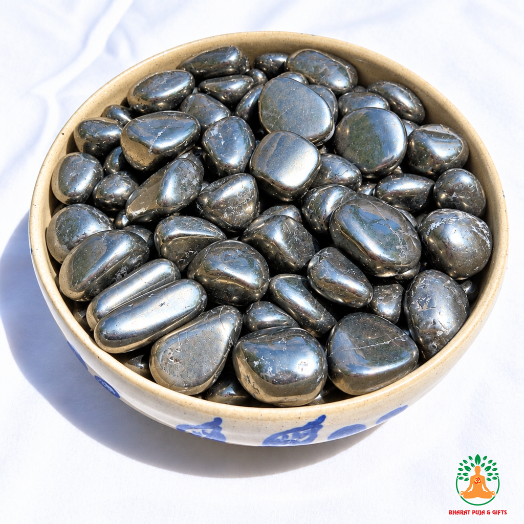 Natural Pyrite Tumble Stone – Polished Pyrite Gemstones | Manifestation Healing and Meditation Crystals