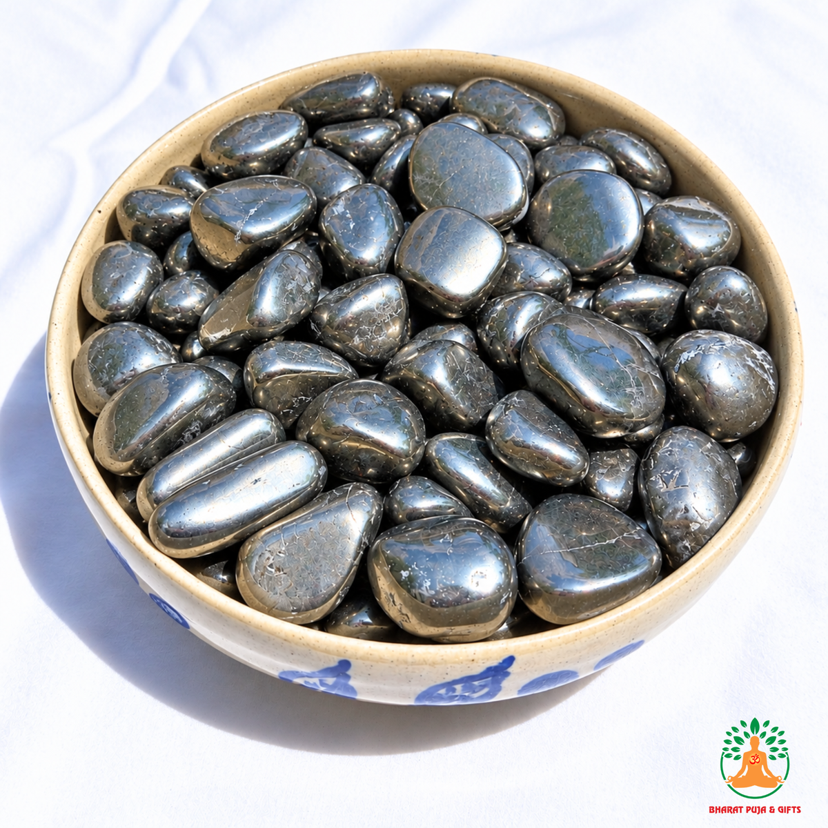 Natural Pyrite Tumble Stone – Polished Pyrite Gemstones | Manifestation Healing and Meditation Crystals