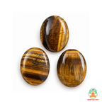 Tiger Eye Palmstone Set of 3 | Natural Golden Brown Tiger Eye Stones | Polished Oval Palm Stones | Confidence & Focus Crystal | Tiger Eye Worry Stone