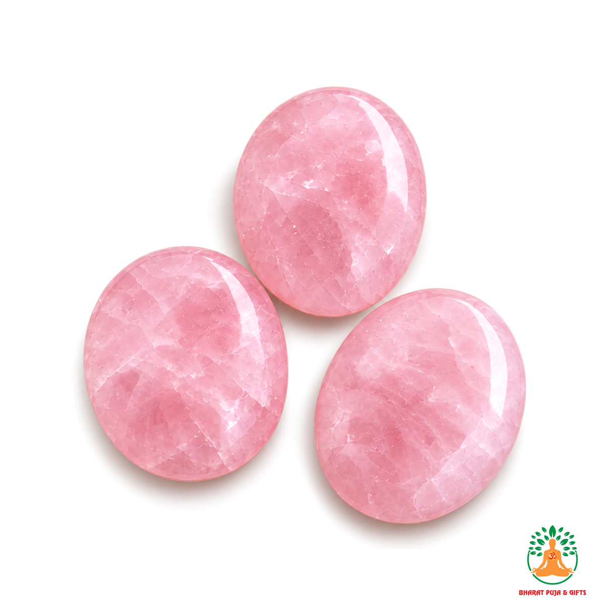 Rose Pink Quartz Palmstone Set of 3 | Natural Pink Crystal Palm Stones | Polished Oval Stones | Love & Self-Love Crystal