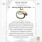 Money Magnet with Zibu Necklace | Natural Gemstone Mala 13 Inch | Prosperity & Abundance Jewelry | Crystal Necklace