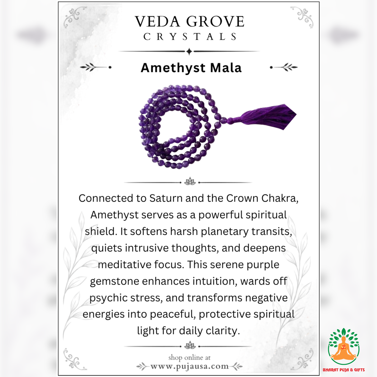 Amethyst Beaded Necklace 6mm & 8mm | Natural Purple Gemstone Mala | Meditation & Spiritual Jewelry | Purple Crystal Necklace | Spiritual Yoga Necklace