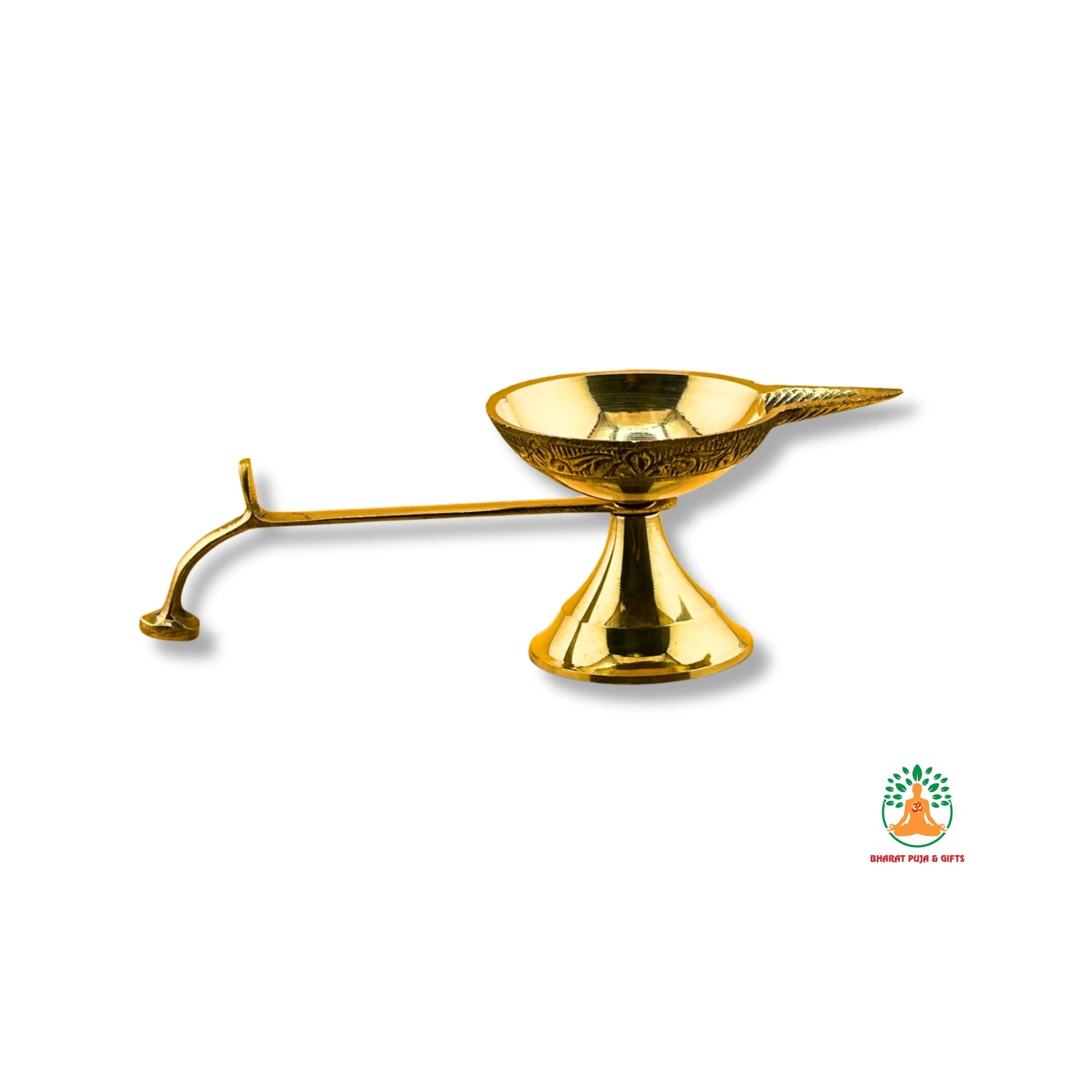 Brass Arti Diya with Handle | Brass Aarti Oil Lamp