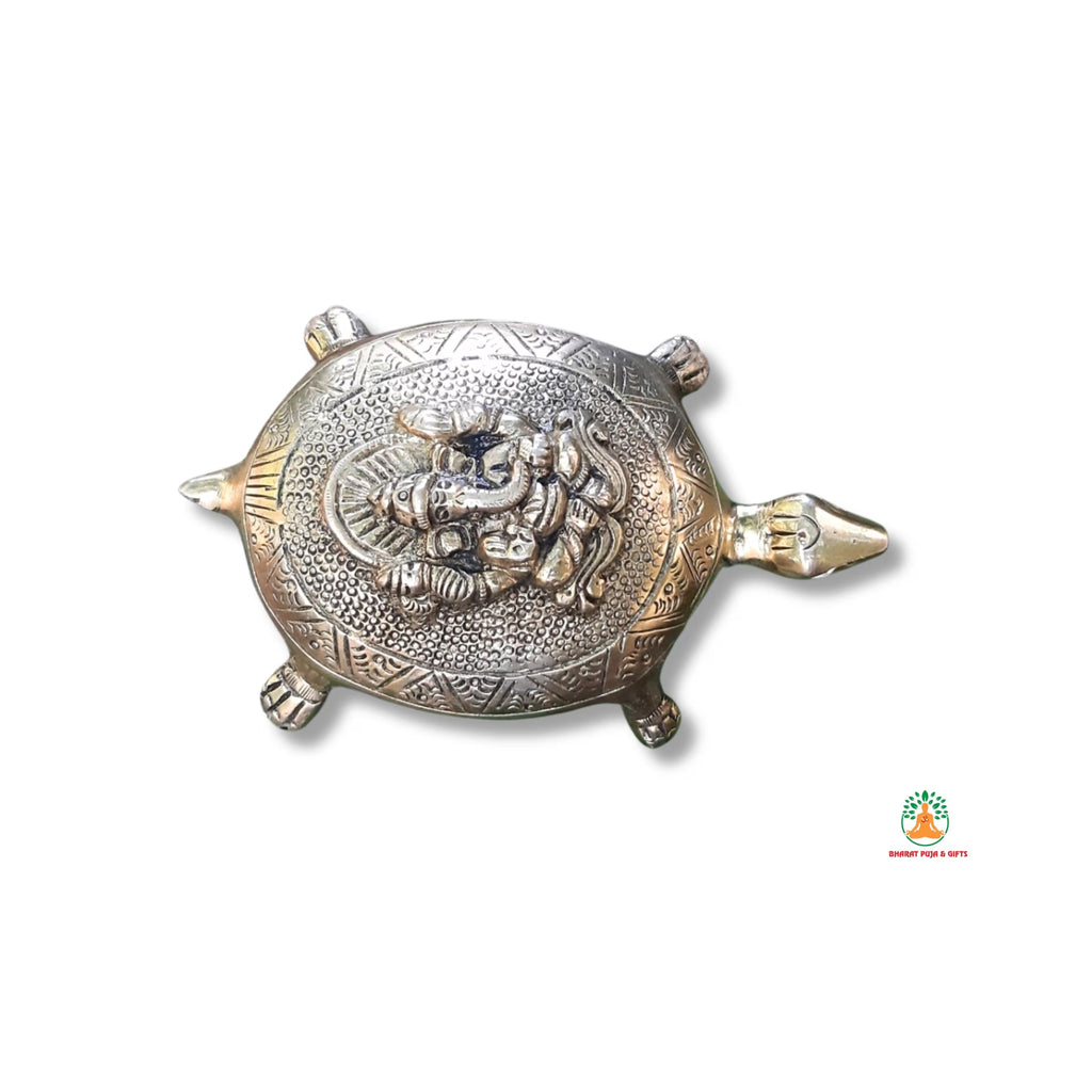 Brass Tortoise with Ganesha Engraved | Small Size Kachua with Ganapati | Good Luck Tortoise | Vastu Feng Shui Decor