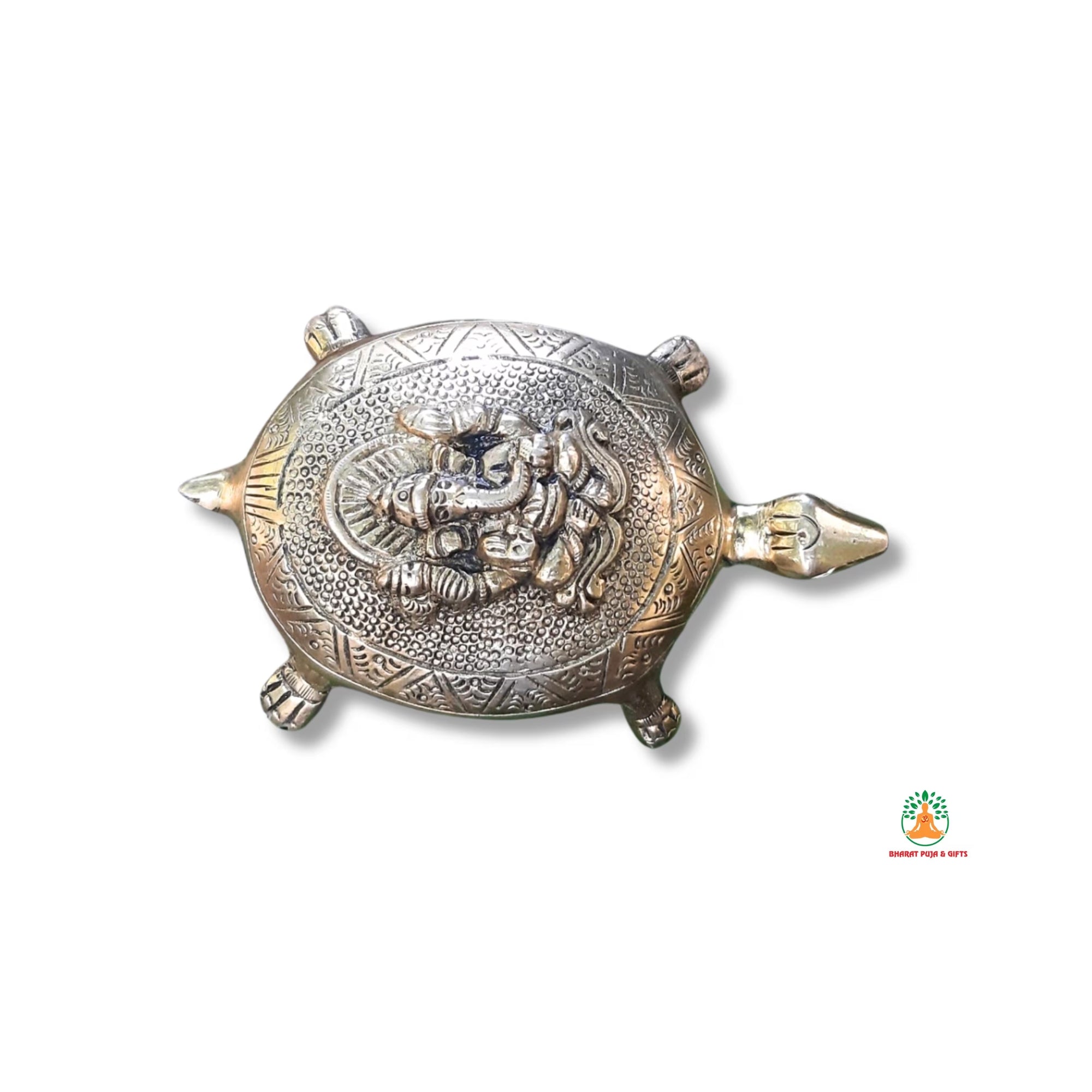 Brass Tortoise with Ganesha Engraved | Small Size Kachua with Ganapati | Good Luck Tortoise | Vastu Feng Shui Decor