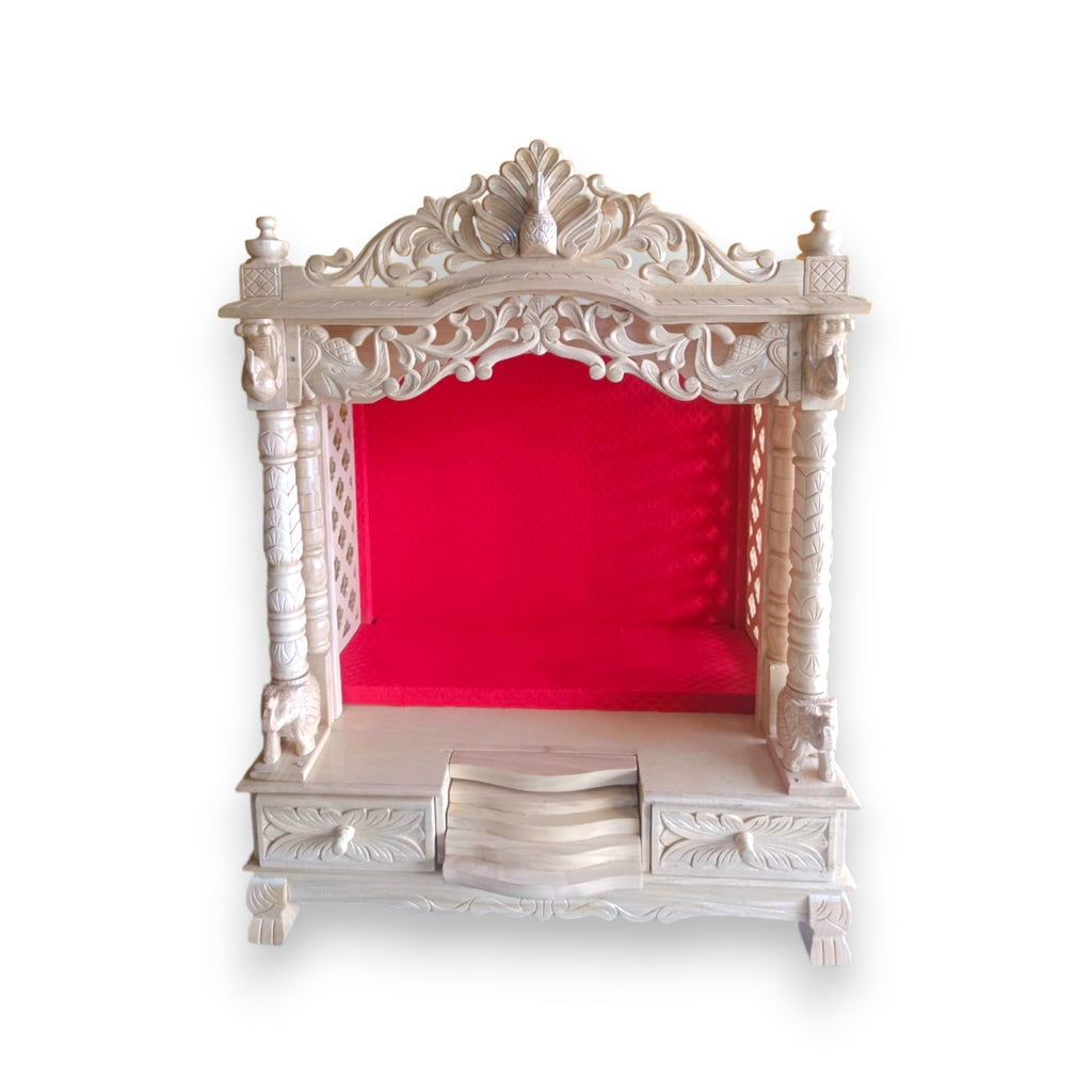 Handcrafted Openstyle Wooden Pooja Temple