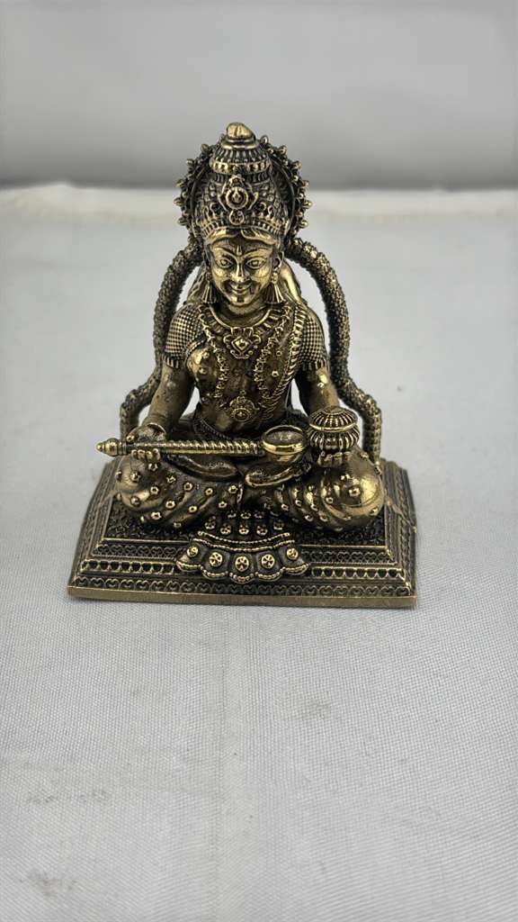 Panchaloha Saraswati Sitting on Asana Statue | Panchadhatu Saraswati Murti | Panchalogam Saraswati Idol
