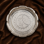 Silver Decorative Puja Plate with Floral Design | Silver Offering Plate