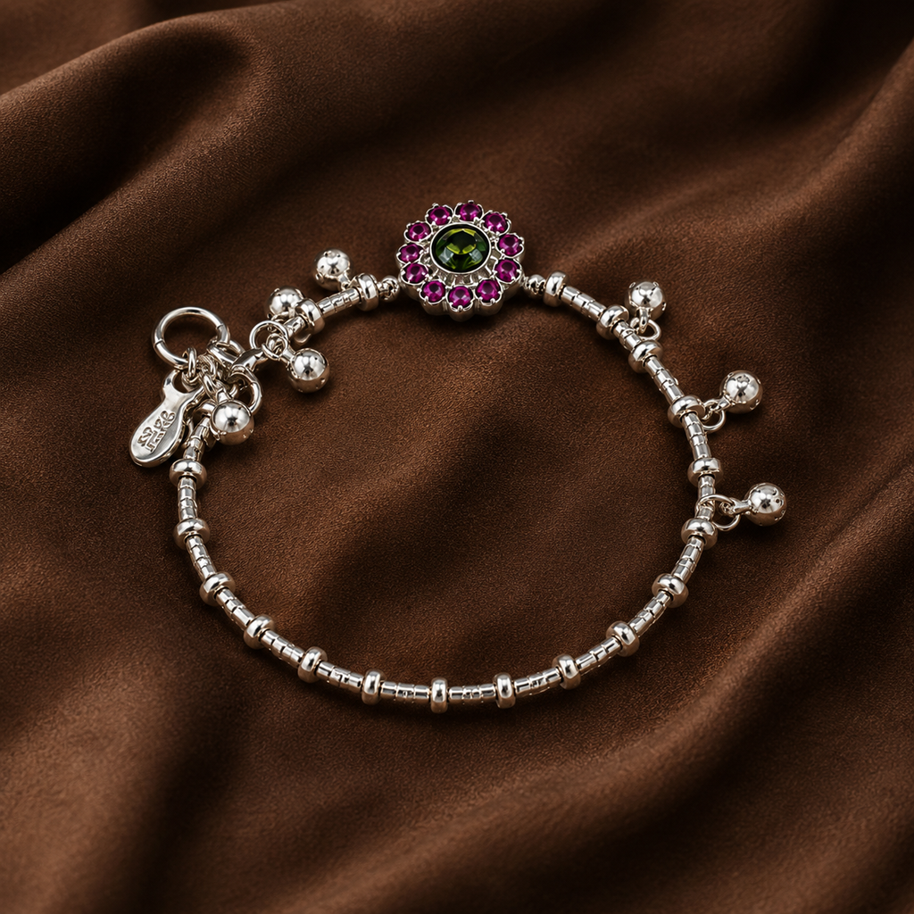Pure Silver Designer Payal (Pair) | Traditional Anklets with Ghungroo