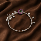 Pure Silver Designer Payal (Pair) | Traditional Anklets with Ghungroo