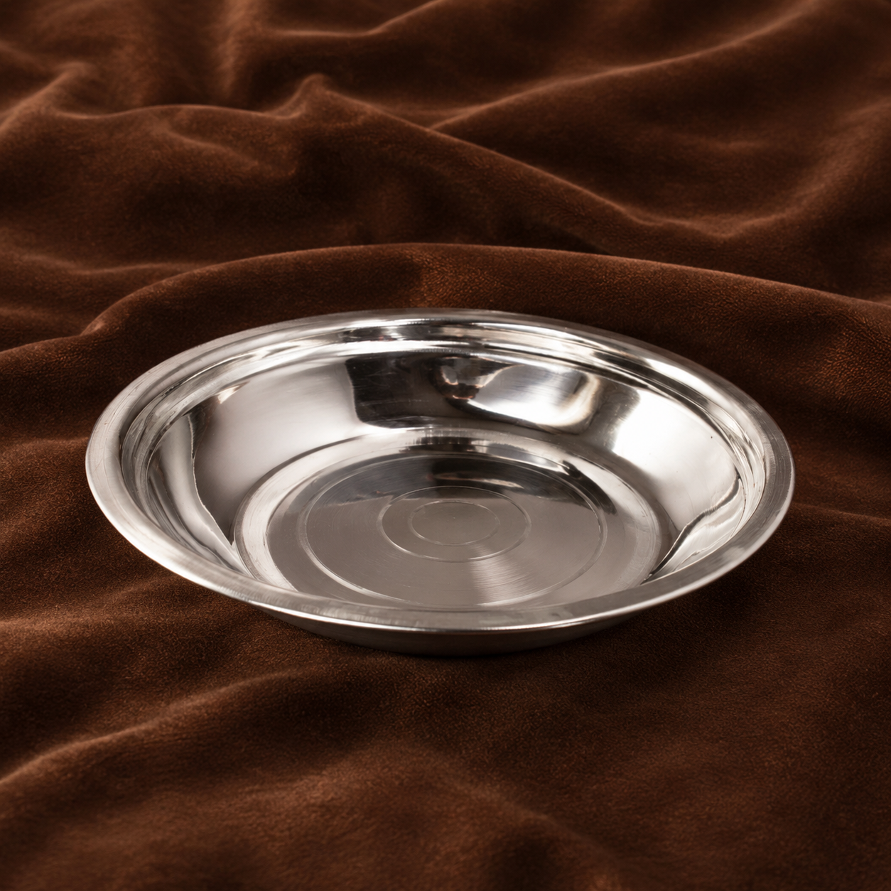 Silver Small Plain Puja Plate | Silver Offering Plate for Puja & Prasad