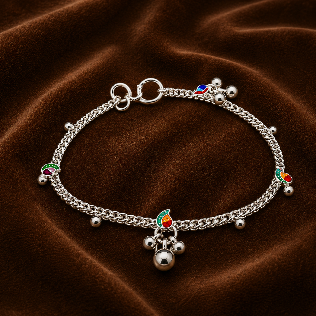 Pure Silver Designer Payal (Pair) | Traditional Anklets with Ghungroo