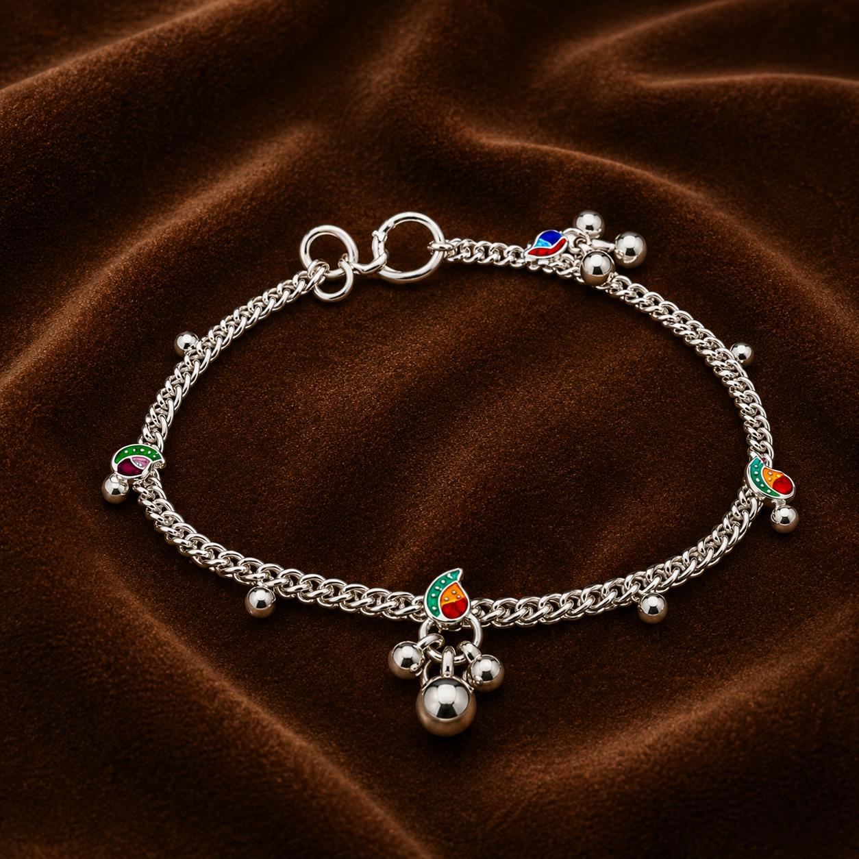 Pure Silver Designer Payal (Pair) | Traditional Anklets with Ghungroo