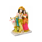 Radha Krishna with Cow Idol | Multicolor Radha and Krishna Murti | Radha Krishna Statue