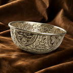 Silver Decorative Floral Engraved Bowl – Traditional Pooja & Home Décor