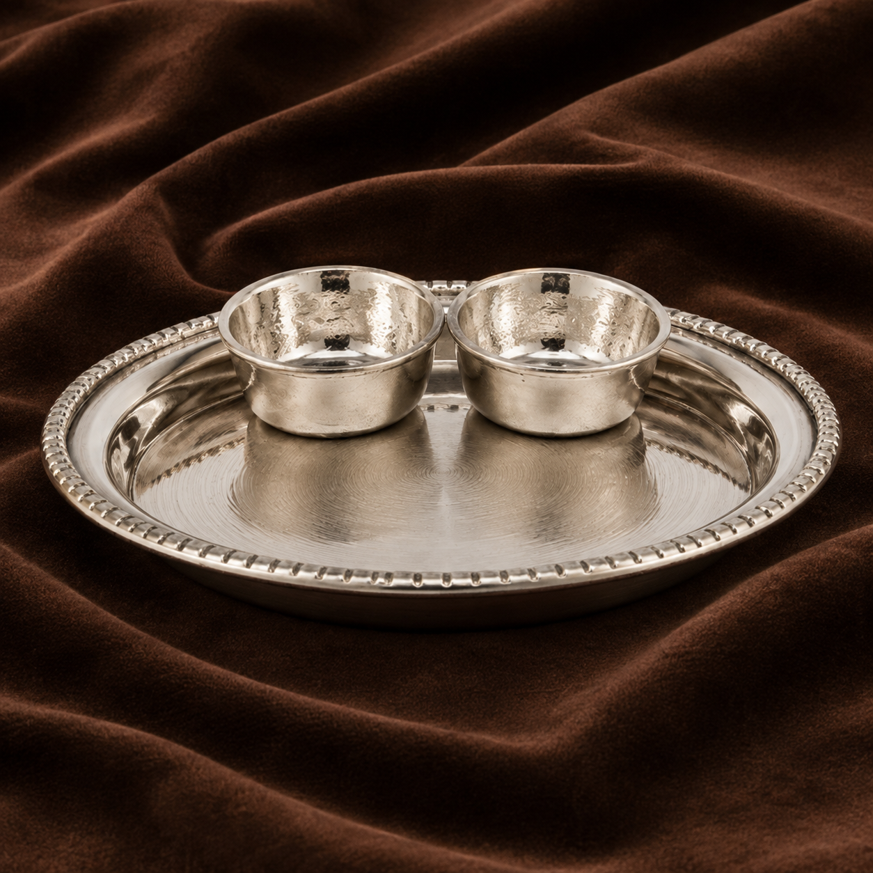 Silver Small Bhoga Plate – Traditional Puja Offering Plate