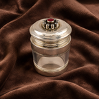 Pure Silver Designer Kumkum Dibbi with Stones | Elegant Puja & Bridal Container | Silver Trinket Box