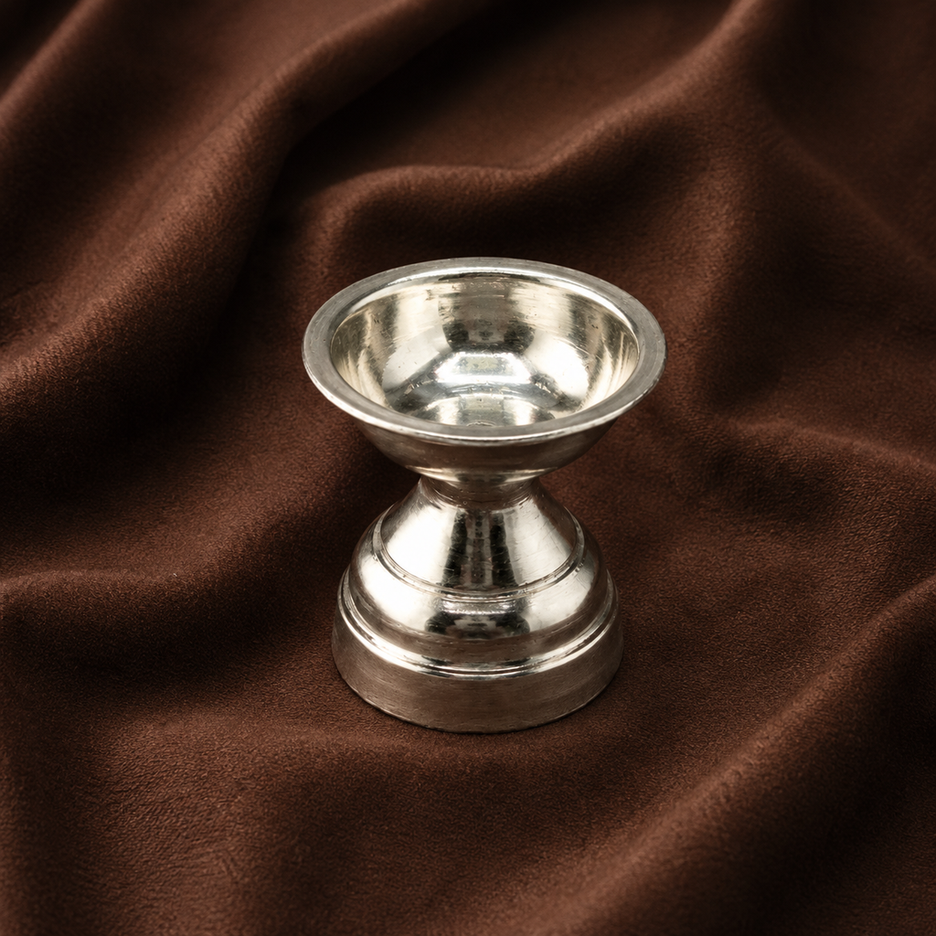 Pure Silver Traditional Pedestal Diya | 999 Fine Silver