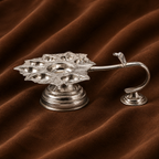 Silver Panchamukhi Diya | Silver 5-wick Oil Lamp | Silver Aarti Diya | Silver Fancy Puja Diya