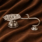 Silver Panchamukhi Diya | Silver 5-wick Oil Lamp | Silver Aarti Diya | Silver Fancy Puja Diya