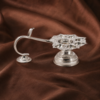 Silver Panchamukhi Diya | Silver 5-wick Oil Lamp | Silver Aarti Diya | Silver Fancy Puja Diya