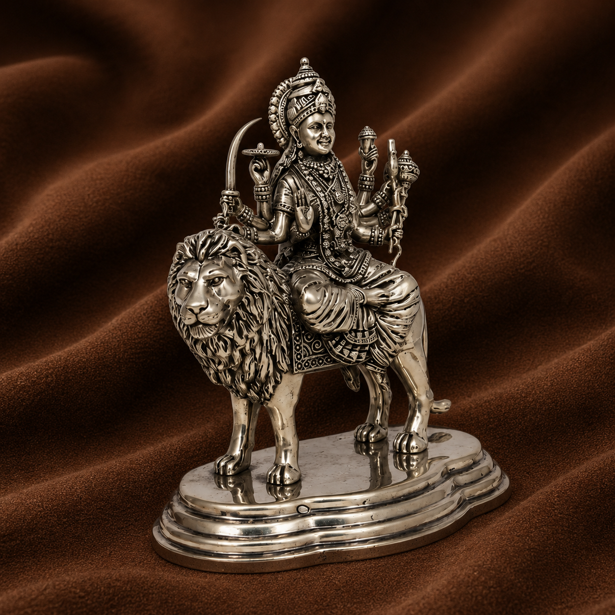 Silver Durga Devi Idol | Silver Durga Ma Statue | Goddess Durga Murti