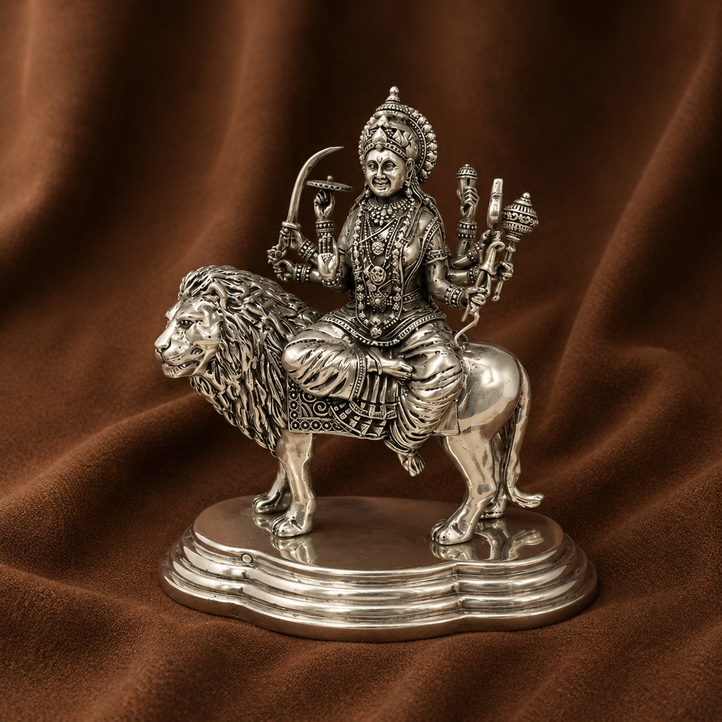 Silver Durga Devi Idol | Silver Durga Ma Statue | Goddess Durga Murti