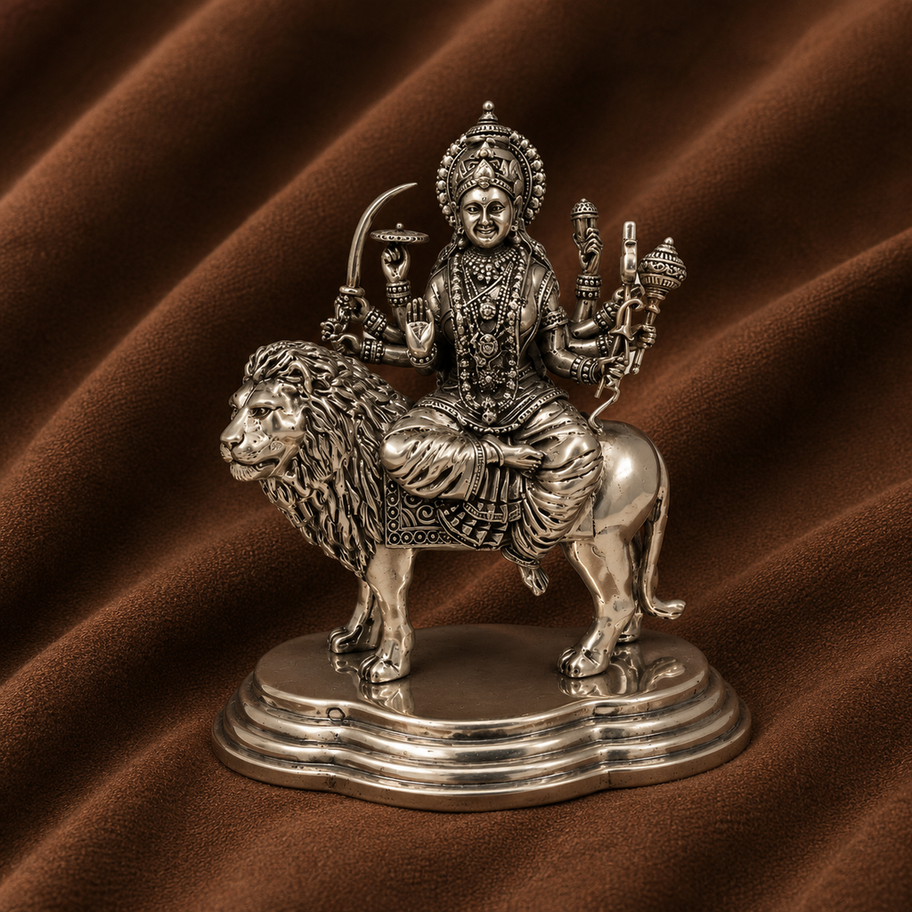 Silver Durga Devi Idol | Silver Durga Ma Statue | Goddess Durga Murti