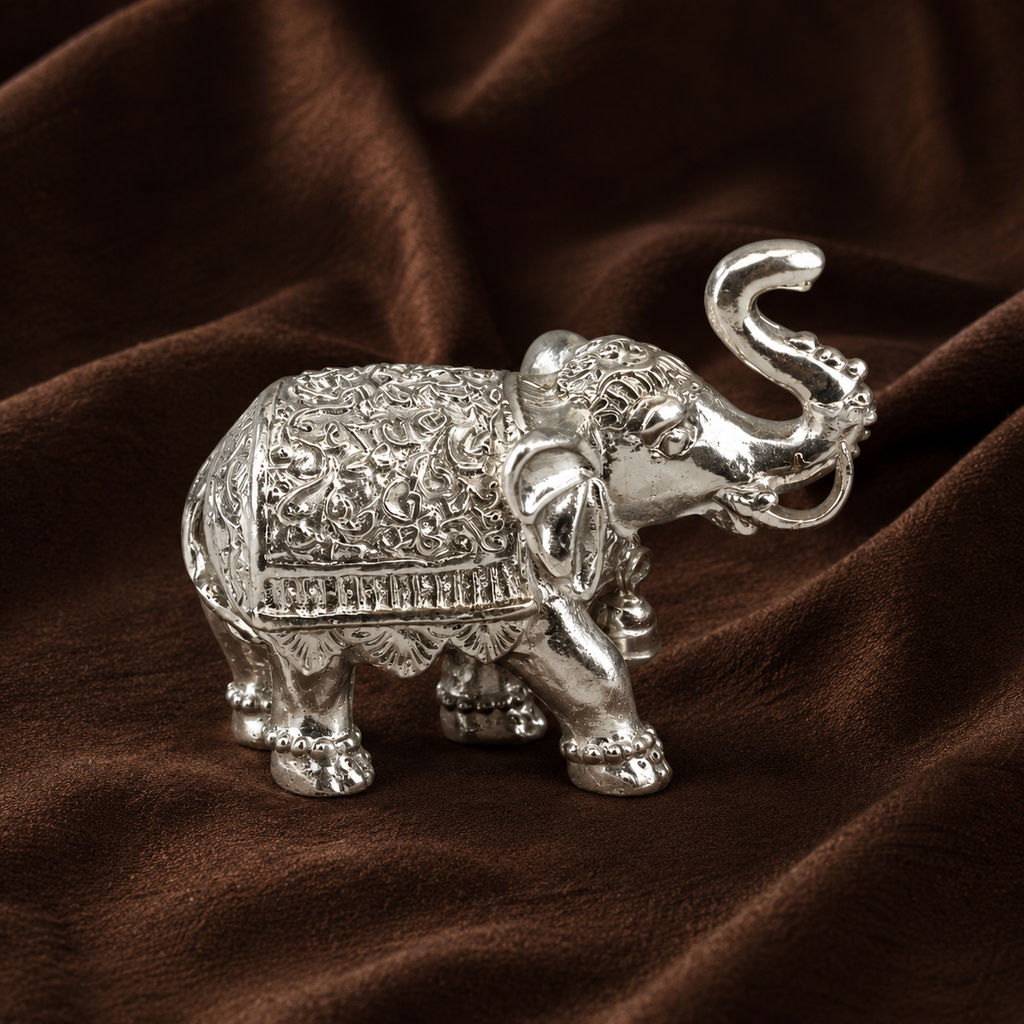 Silver Elephant Figurine | Silver Decorative Elephant Statue