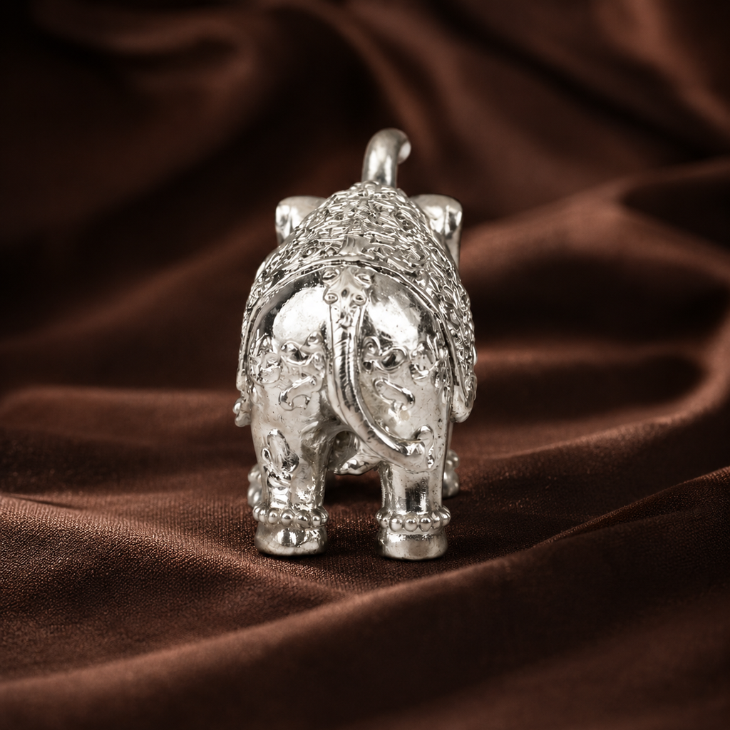 Silver Elephant Figurine | Silver Decorative Elephant Statue