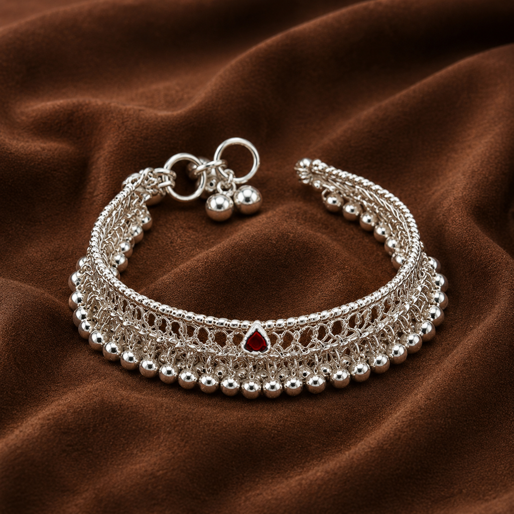 Pure Silver Baby Anklets (Pair) | Traditional Baby Ghungroo Payal