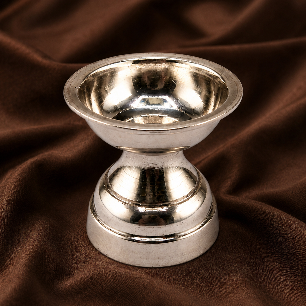 Pure Silver Traditional Pedestal Diya | 999 Fine Silver