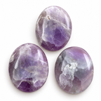 Amethyst Palmstone Set of 3 | Natural Purple Amethyst Crystal Stones | Polished Oval Palm Stones | Crystal Worry Stone