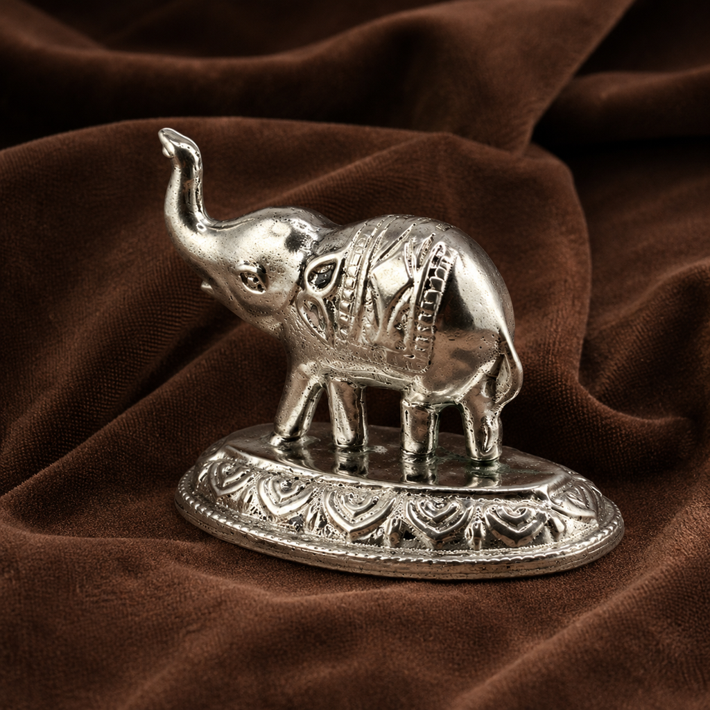 Sterling Silver Elephant Idol | Symbol of Wisdom, Prosperity & Good Fortune