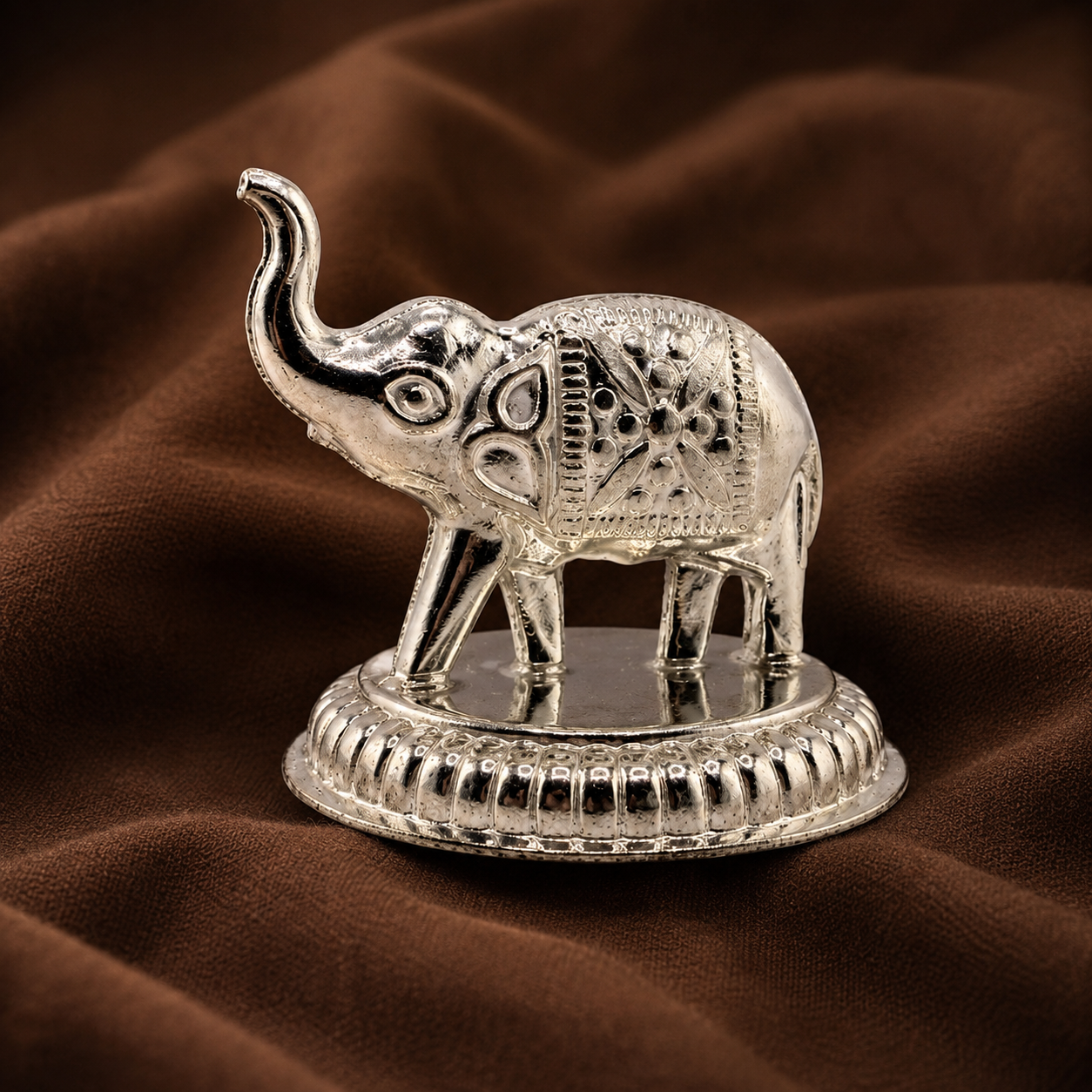 Sterling Silver Elephant Idol | Symbol of Wisdom, Prosperity & Good Fortune