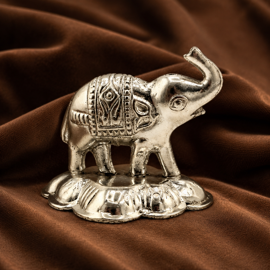 Sterling Silver Elephant Idol | Symbol of Wisdom, Prosperity & Good Fortune