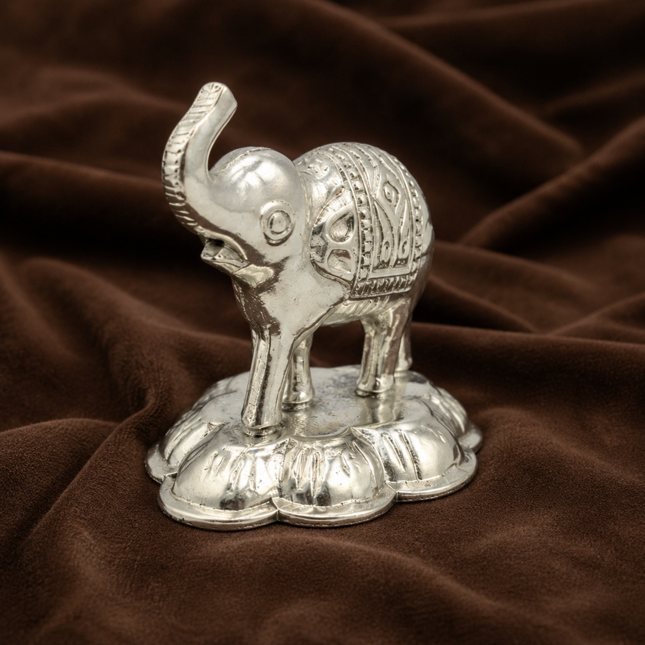Sterling Silver Elephant Idol | Symbol of Wisdom, Prosperity & Good Fortune