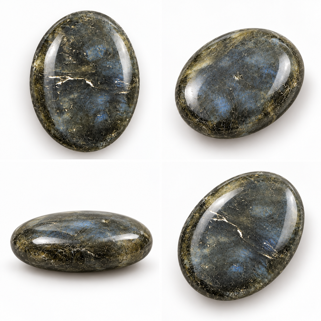 Labradorite Palmstone Set of 3 – Natural Blue Flash Crystal Stones