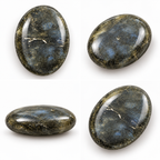 Labradorite Palmstone Set of 3 – Natural Blue Flash Crystal Stones