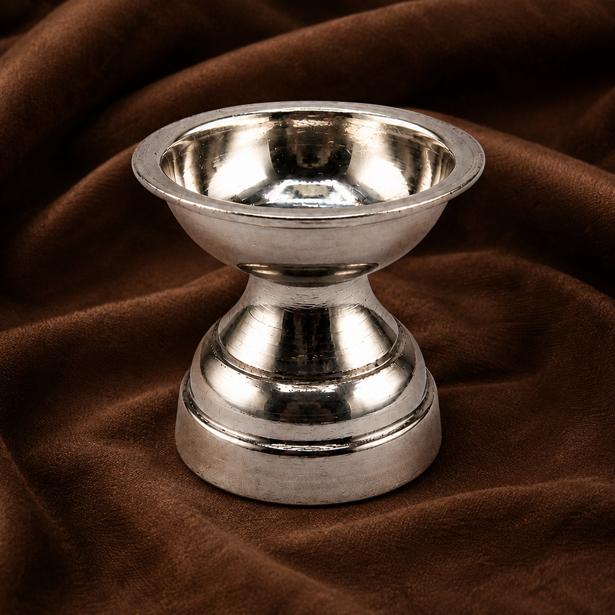 Pure Silver Traditional Pedestal Diya | 999 Fine Silver