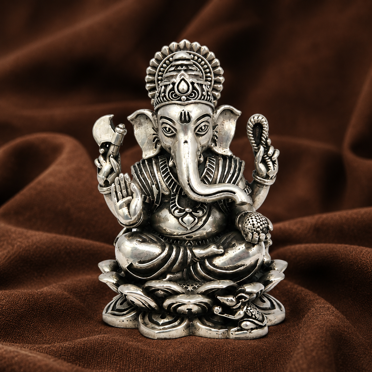 Pure Silver Ganesha Idol | 999 Silver Ganapati Idol | Silver Ganesha Murti