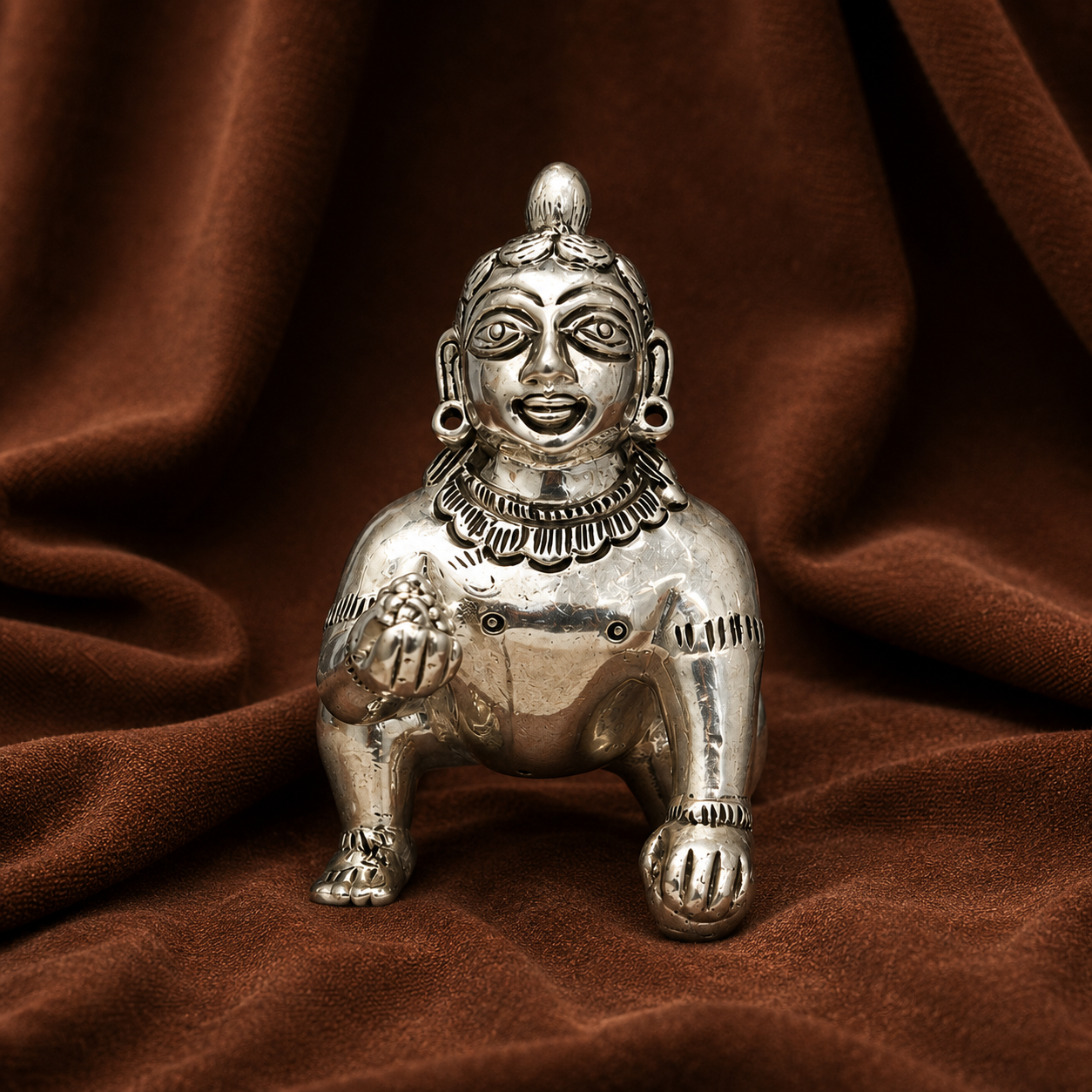 Pure Silver Laddu Gopal Idol | 999 Silver Baby Krishna Murti | Silver Krishna Gopal Idol