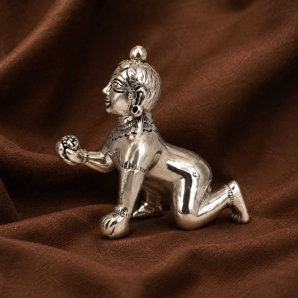 Pure Silver Laddu Gopal Idol | 999 Silver Baby Krishna Murti | Silver Krishna Gopal Idol