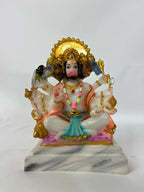 Lord Panchmukhi Hanumanji 6.5" | Marble Dust Multicolour God Idol for Home Decor, Pooja Room, Temple, Vastu, Statue, Gifting