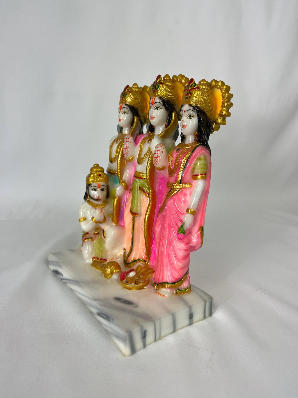 Marble Dust Lord Ram Darbar God Ram, Laxman, Sita & Hanuman Darbar, Multicolor, white and gold