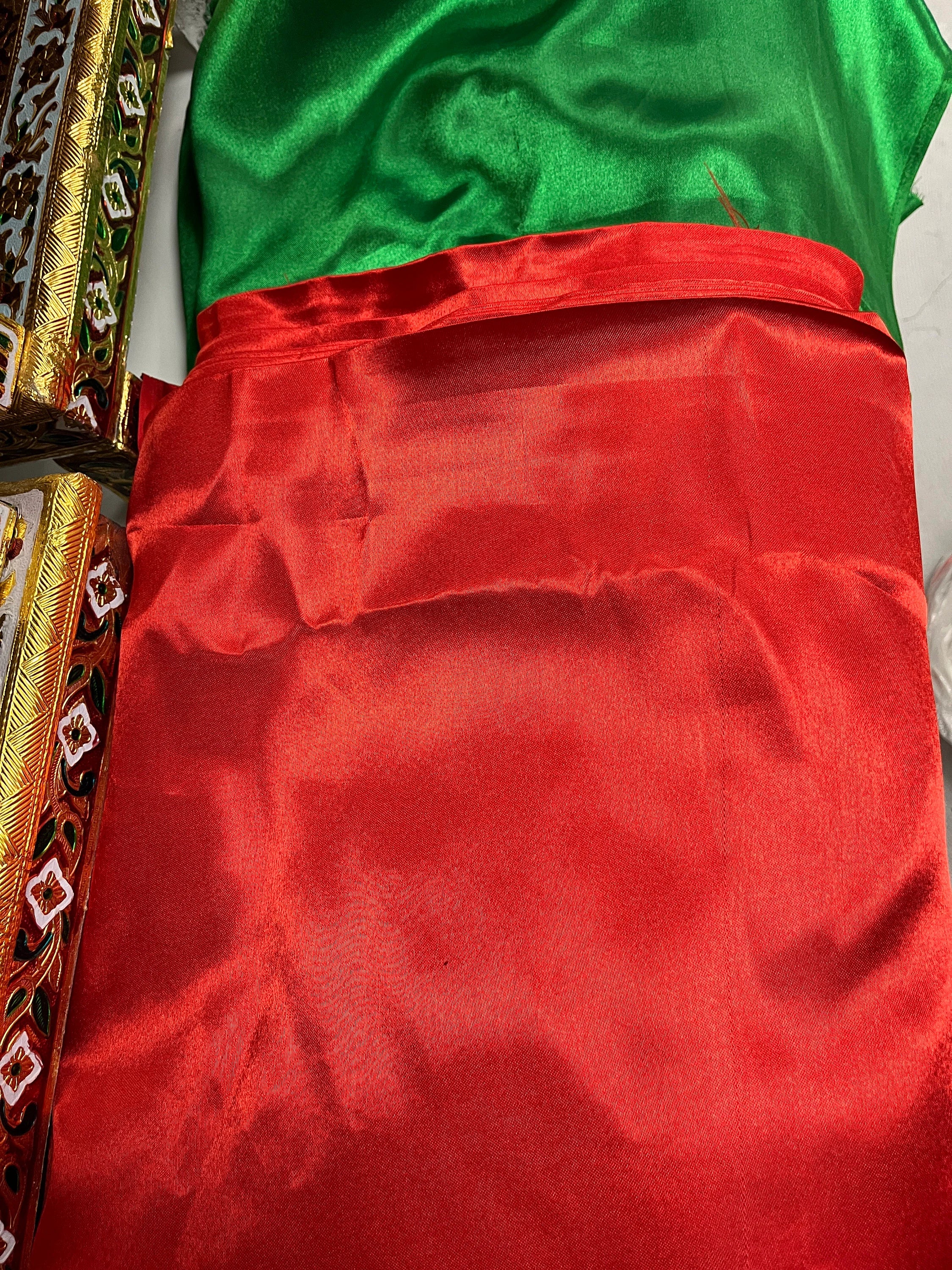 Plain Silky Satin Dress Fabric | Red and Green Satin Material 44/45" Width | Red and Green Satin Cloth