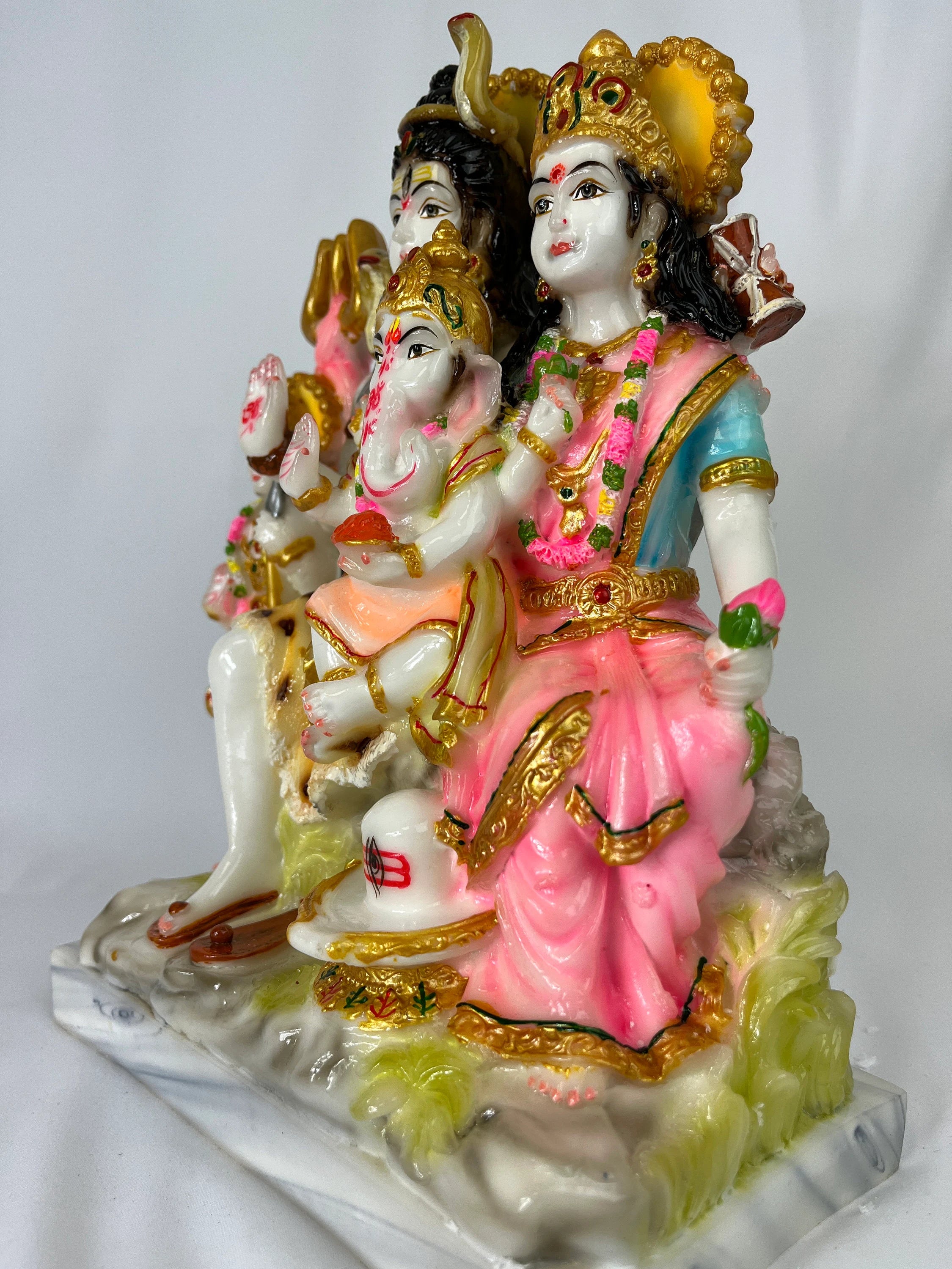 Lord Shiva Parvati Kartikeya and Ganesha Murti | Mahadev Family Idol Home Decoration Pooja Gift Idol | multicolor, gold and white available