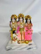 Marble Dust Lord Ram Darbar God Ram, Laxman, Sita & Hanuman Darbar, Multicolor, white and gold